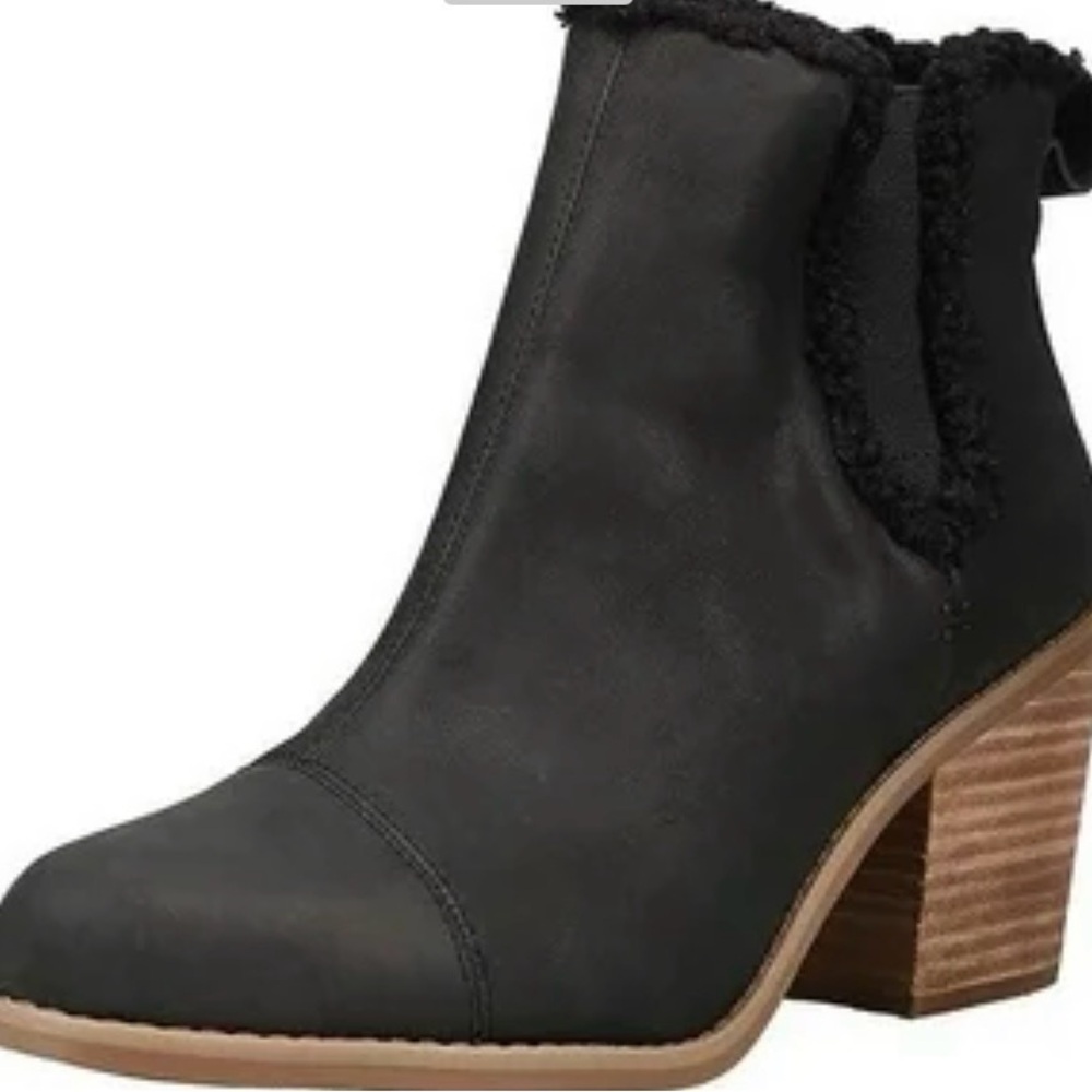 Toms Charcoal Heeled Boots with Tan Sole